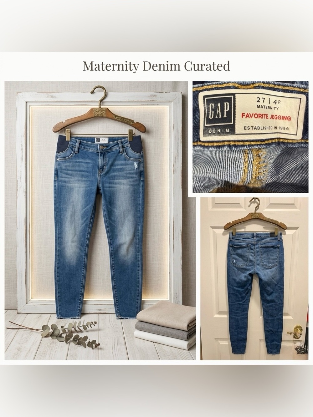 GAP Maternity Favorite Jegging Jeans Size 27R/4R Stretch Skinny Denim Raw Hem